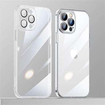 SULADA Crystal Steel -sarja iPhone 12 Pro Max 6,7 tuuman pudotuksenkestävälle galvanoituun puhelinkuoreen Pehmeä TPU-kehys + karkaistu lasi takakansi