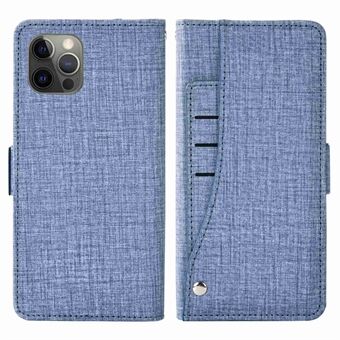 IPhone 12 Pro Max 6,7 tuuman Jean Cloth Texture PU-nahkainen Flip Lompakkokotelo Stand Täysi suojaus Puhelimen kansi pyörivillä korttipaikoilla
