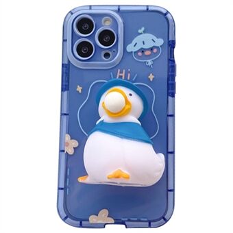 IPhone 12 Pro Max 6,7 tuuman Noctilucent Luminous -puhelinkotelolle 3D Squishy Duck Decor TPU-suojus