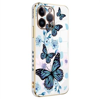 RZANTS Galvanoitu puhelinkuori iPhone 12 Pro Max 6,7 tuumalle, Blue Butterfly Printed TPU takakansi