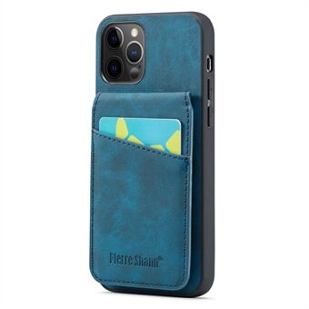 FIERRE SHANN iPhone 12 Pro Max -puhelimelle 6,7 tuuman Kickstand-puhelimen kansi Crazy Horse Texture PU-nahka + TPU-korttipaikka