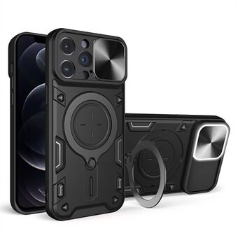 IPhone 12 Pro Max 6,7 tuuman liukukameran kannen takakuorelle vapaasti pyörivä jalusta PC + TPU-puhelimen kansi