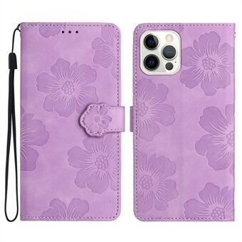 IPhone 12 Pro Max 6,7 tuuman Flowers Imprint -puhelinkotelolle PU-nahkainen lompakon kansi Stand