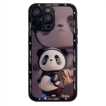 IPhone 12 Pro Max Sormenjälkiä estävä lasi + TPU-puhelimen kuori metallimaali Edge Panda Decor -puhelinkotelo