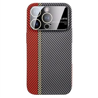 PC-puhelinkotelo iPhone 12 Pro Max -puhelimelle 6,7 tuuman hiilikuitukuvioinen ohut puhelimen suojus lasilinssikalvolla