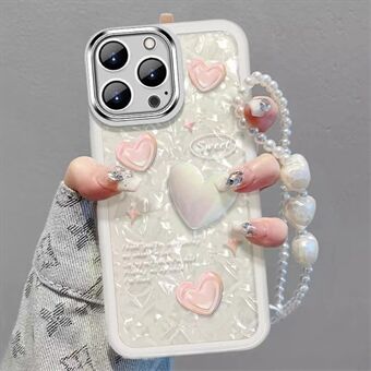 TPU-puhelinkotelo iPhone 12 Pro Max Heart Decor Scratch matkapuhelimelle ja käsihihna