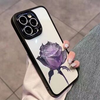 IPhone 12 Pro Max TPU -puhelinkotelolle Fantasy Crystal Rose Glitter Ring takakansi linssikalvolla