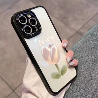 IPhone 12 Pro Max Tulip Pattern -puhelimen suojus Glittery Powder Decor Glass + TPU-puhelinkotelon kuori