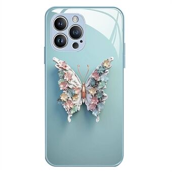 IPhone 12 Pro Max 6,7 tuuman Butterfly Pattern -takakannelle karkaistu lasi + TPU-puhelinkotelo