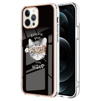 YB IMD Series-19 Style D iPhone 12 Pro Max 6,7 tuuman galvanoitu puhelinkotelo 2,0 mm TPU IMD Pattern -puhelimen kansi