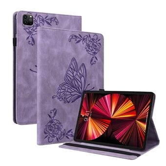 Painettu Butterfly Flower -korttipaikat Folio Stand kansi Tabletin nahkakotelo kuminauhalla iPad Airille (2020) / Pro 11 tuumalle (2021)