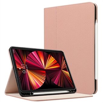Litchi Texture aitoa nahkaa Stand Design Pudotuksenkestävä herätys/nukkumistoiminto tabletin kotelo kynäpaikalla Apple iPad Pro 11-tuumainen (2021)