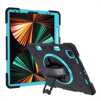 Thicken Kickstand PC Silicone Hybrid Shell Case with Adjustable Strap for iPad Pro 12.9-inch (2021) (2020)/(2018)