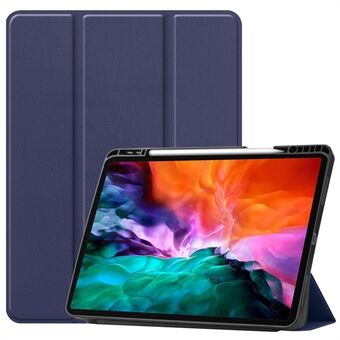 Sormenjälkiä estävä kolminkertainen Stand PU-nahkainen tabletin suojus Smart kotelo kynäpaikalla Apple iPad Pro 12,9 tuumalle (2021)