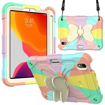 Color Splicing Butterfly Shape Kickstand Tablet Suojakotelo olkahihnalla iPad minille (2021)
