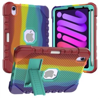 Multi-Color Rainbow Design Kickstand Anti-Drop Paksutettu PC + silikonihybridi tabletin kansi iPad minille (2021)