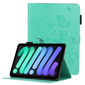 Painettu perhoskukkakuvio PU-nahkainen tablet- Stand lompakkokotelo iPad minille (2021)