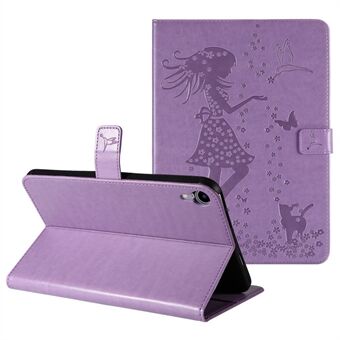 Painava tyttökissakuvioinen nahkainen tablettikotelo Stand Lompakon suojakuori iPad minille (2021)
