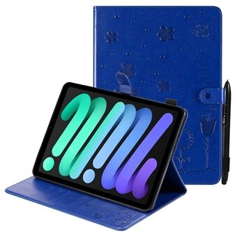 Painatus Cat Bee Pattern PU-nahkainen Stand lompakko Tablettikotelon kuori iPad minille (2021)