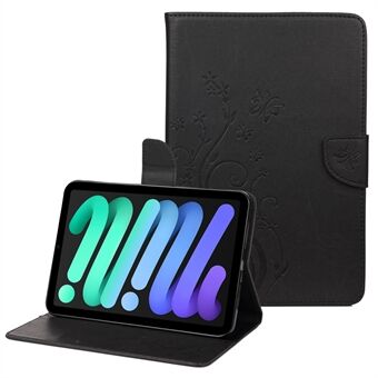 Butterfly Flower -painettu Stand Nahkakotelotelineen lompakkosuoja iPad minille (2021)