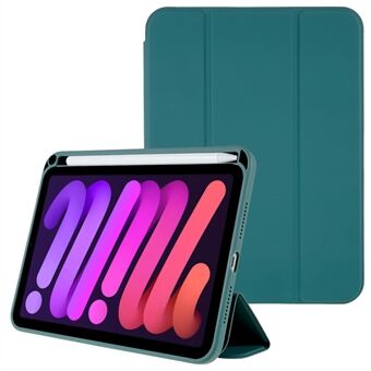 Detachable Magnetic Case for iPad mini (2021), PU Leather Hard Acrylic Transparent Back Folio Trifold Stand Cover with Pencil Holder