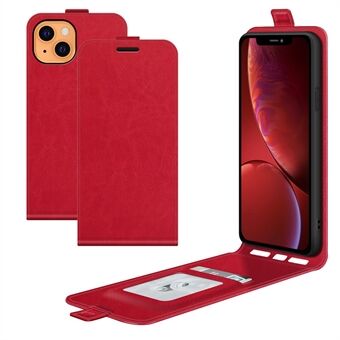 Crazy Horse Texture Pystysuuntainen Flip Phone Cover Card Slot -nahkakotelo iPhone 13 - Red