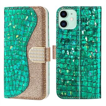 Glittery Powder Crocodile Texture Case Splicing Nahka Lompakko Suojakuori iPhone 13 6,1 tuumalle