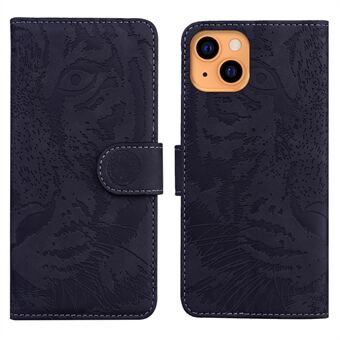 Putoamista estävä Pure Color Tiger Imprint Pattern Leather Moblie -puhelimen suojakuori iPhone 13 6,1 tuumalle