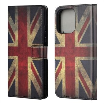 Koko vartaloa suojaava kuviotulostus PU-nahkalompakko Magneettinen Closer Iskunkestävä Stand Flip Folio Cover Cover -kotelo iPhone 13 - British Flag