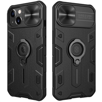 NILLKIN CamShield Armor Case Hyvin suojattu hybridipuhelimen kansi kameran suojalla ja Ring iPhone 13 6,1 tuumalle