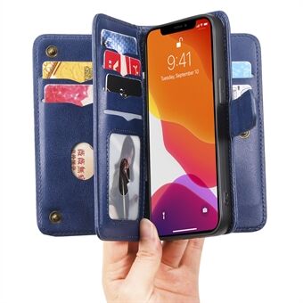 Naarmuuntumaton puhelimen kuori Jalusta Stand useilla korttipaikoilla lompakko iPhone 13:lle - Tummansininen