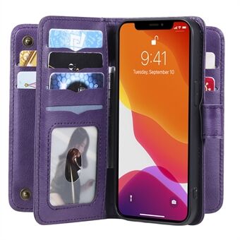 Scratch puhelimen kannen Stand kuori useilla korttipaikoilla Lompakko iPhone 13 - Purple