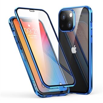 LUPHIE Magneettinen iPhone 13 -kuori lasilla edessä ja takana - Blue