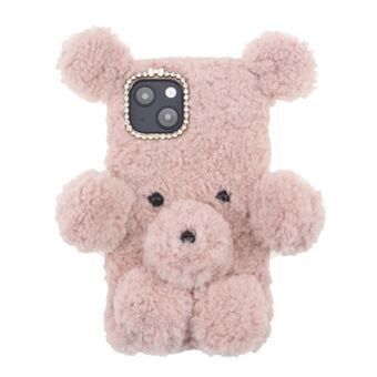 3D Furry Bear Pehmo Doll Putoamista estävä TPU-puhelinkotelo iPhone 13 6,1 tuumalle