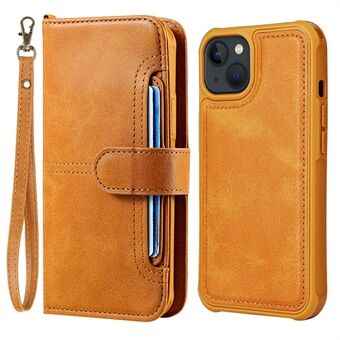 KT Leather Series-4 2-in-1 irrotettava putoamisen estävä useita korttipaikkoja Suunniteltu lompakkopainikkeella suljettava PU-nahkainen puhelinkotelo iPhone 13 6,1 tuumalle
