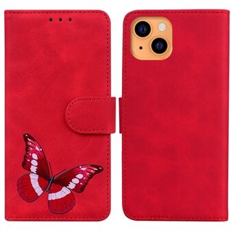 Vivid Butterfly Printing Stand Skin-touch PU-nahkainen puhelinkotelon kansi iPhone 13 6,1 tuumalle