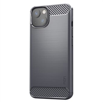 MOFI For iPhone 13 6.1 inch Carbon Fiber Texture Brushed Shockproof Protective Phone Case TPU Back Cover