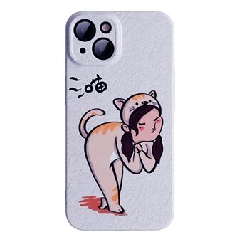 IPhone 13:lle 6,1 tuuman sarjakuva kissatyttö/koirapoika -kuviotulostus parin puhelimen kannen putoamisen estävä kova PC-kotelo