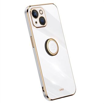 XINLI iPhone 13:lle 6,1 tuuman Ring Pehmeä TPU-takakuori, galvanoitu Golden Edge -kotelon kansi
