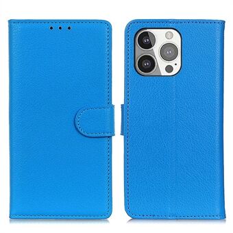 Monipuolinen suoja Classic Litchi Texture Leather Wallet Design Stand Case iPhone 13 Pro - Blue
