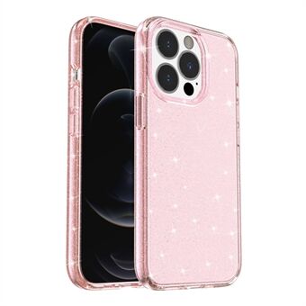 Crystal Clear Bling Sparkly Glitter Shiny Pehmeä TPU + Hard PC Slim Fit Takakuori iPhone 13 Pro - Pink