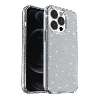 Crystal Clear Bling Sparkly Glitter Shiny Pehmeä TPU + Hard PC Slim Fit Takakuori iPhone 13 Pro - Transparent Black