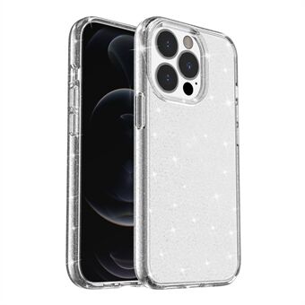 Crystal Clear Bling Sparkly Glitter Shiny Pehmeä TPU + Hard PC Slim Fit Takakuori iPhone 13 Pro - Silver