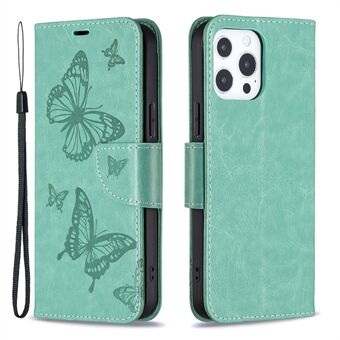 Magneettinen PU-nahkainen lompakkoteline Stand Butterfly Flip Folio -suojakuori hihnalla iPhone 13 Pro 6,1 tuumaa