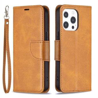 Yksivärinen PU-nahkainen lompakko matkapuhelimen kotelo ja Stand iPhone 13 Pro - Yellow