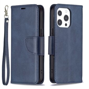 Yksivärinen PU-nahkainen lompakko matkapuhelimen kotelo ja Stand iPhone 13 Pro - Blue