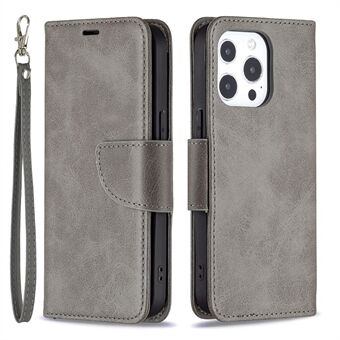 Yksivärinen PU-nahkainen lompakko matkapuhelimen kotelo ja Stand iPhone 13 Pro - Grey