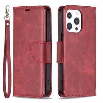 Yksivärinen PU-nahkainen lompakko matkapuhelimen kotelo ja Stand iPhone 13 Pro - Red