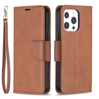 Yksivärinen PU-nahkainen lompakko matkapuhelimen kotelo ja Stand iPhone 13 Pro - Brown