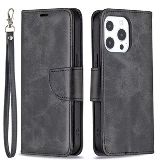 Yksivärinen PU-nahkainen lompakko matkapuhelimen kotelo ja Stand iPhone 13 Pro - Black